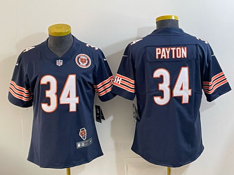 Women 2026 Chicago Bears #34 Payton Blue Nike Limited NFL Jersey style 00010
